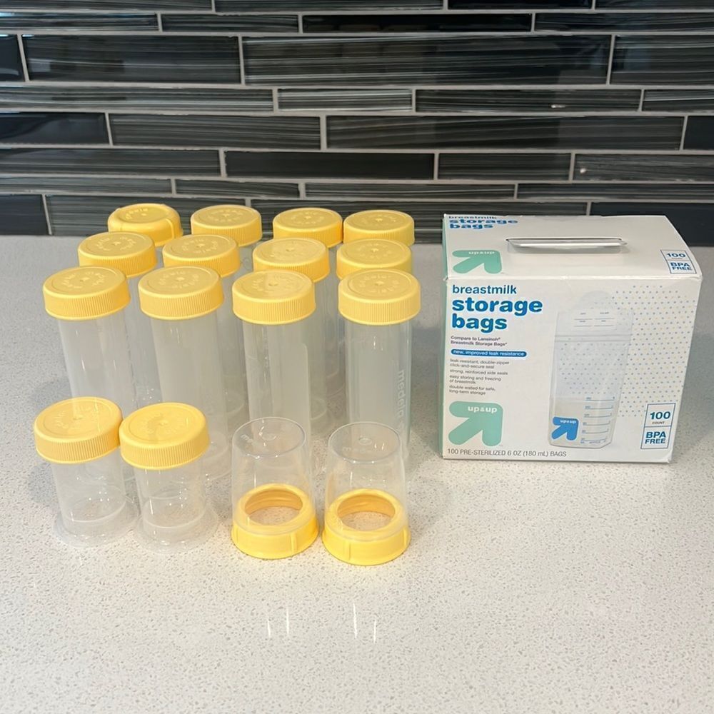 Breast milk bottles + 100 storage bags